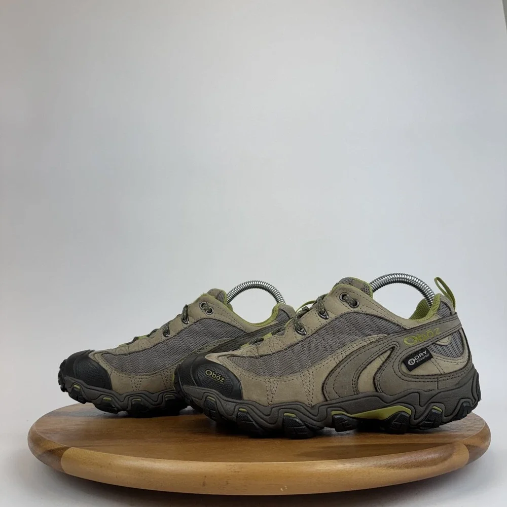 Womens Oboz Phoenix Low Beige Leather Athletic Waterproof‎ Hiking Shoes Size 8 M